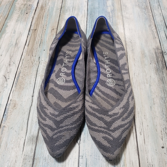 Rothy's Gray Zebra Striped  Points shoes. - Picture 2 of 11